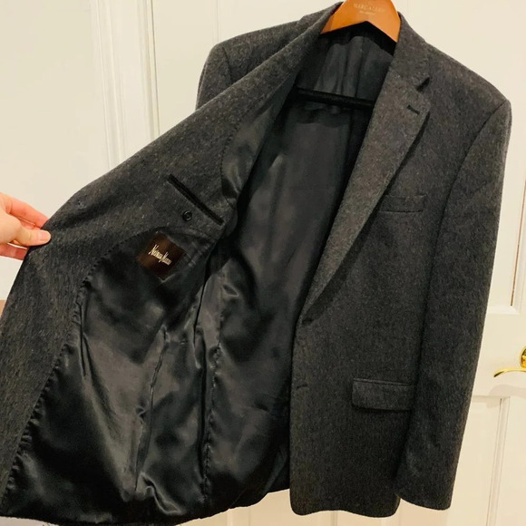 Neiman Marcus 100% Cashmere Suit Blazer Sport Coat Jacket Size 44 Long - Picture 2 of 16